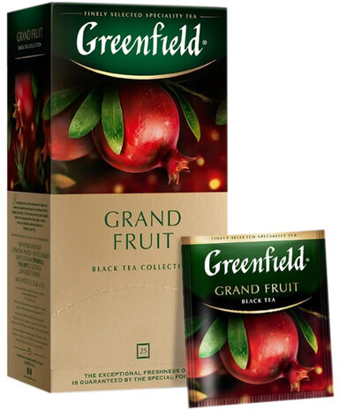 Чай GREENFIELD (Гринфилд) "Grand Fruit", черный, гранат-розмарин, 25 пакетиков в конвертах по 1,5 г, 1387-10