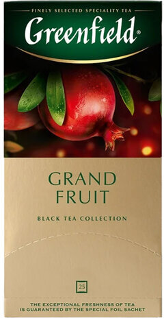 Чай GREENFIELD (Гринфилд) "Grand Fruit", черный, гранат-розмарин, 25 пакетиков в конвертах по 1,5 г, 1387-10