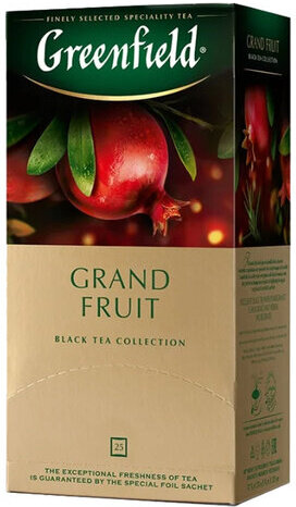 Чай GREENFIELD (Гринфилд) "Grand Fruit", черный, гранат-розмарин, 25 пакетиков в конвертах по 1,5 г, 1387-10