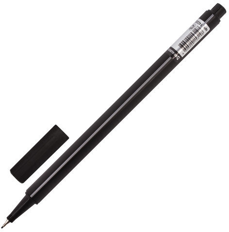 Ручка капиллярная (линер) BRAUBERG "Aero", ЧЕРНАЯ, трехгранная, металлический наконечник, линия письма 0,4 мм, 142252