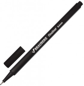 Ручка капиллярная (линер) BRAUBERG "Aero", ЧЕРНАЯ, трехгранная, металлический наконечник, линия письма 0,4 мм, 142252