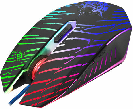 Мышь проводная игровая DEFENDER Dark Agent GM-590L, 12800 DPI, USB, 6 кнопок, оптическая, + коврик, черная, 52590