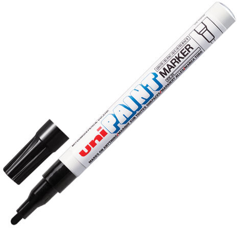 Маркер-краска лаковый UNI (Япония) "Paint", 0,8-1,2 мм, ЧЕРНЫЙ, нитро-основа, алюминиевый корпус, PX-21(L) BLACK