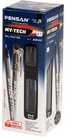 Ручка шариковая масляная PENSAN "My-Tech", ЧЕРНАЯ, игольчатый узел 0,7 мм, линия письма 0,35 мм, 2240/25