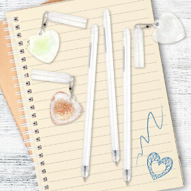 Ручка с подвеской шариковая ЮНЛАНДИЯ &quot;Хрустальное сердце&quot;, детали ассорти, СИНЯЯ, пишущий узел 0,7 мм, 143792