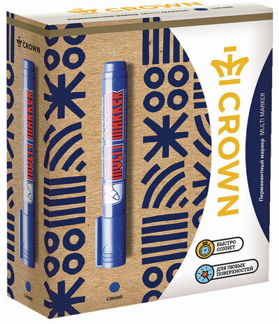 Маркер перманентный CROWN "Multi Marker", СИНИЙ, круглый наконечник, 3 мм, CPM-800