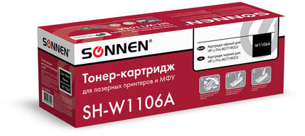 Картридж лазерный SONNEN (SH-W1106A) С ЧИПОМ для HP Laser107/135 ВЫСШЕЕ КАЧЕСТВО, черный, 1000 страниц, 363970
