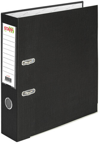 Папка-регистратор STAFF "Profit" покрытием из ПВХ, 75 мм, с уголком, черная, СЪЕМНЫЙ МЕХАНИЗМ, 272012