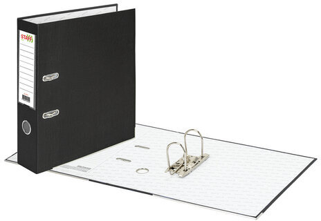 Папка-регистратор STAFF "Profit" покрытием из ПВХ, 75 мм, с уголком, черная, СЪЕМНЫЙ МЕХАНИЗМ, 272012