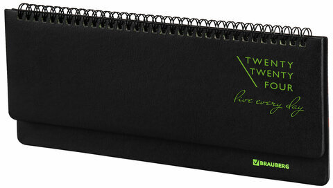 Планинг датированный 2024 305х140 мм BRAUBERG "Chameleon", под кожу, черный/зеленый, 114819