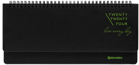 Планинг датированный 2024 305х140 мм BRAUBERG "Chameleon", под кожу, черный/зеленый, 114819