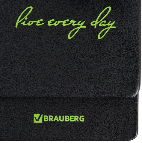 Планинг датированный 2024 305х140 мм BRAUBERG "Chameleon", под кожу, черный/зеленый, 114819