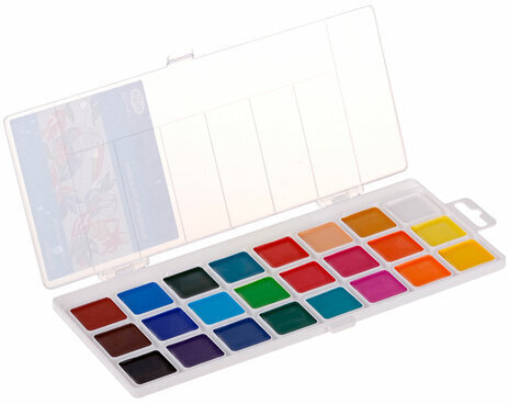 Краски акварельные ГАММА "Классическая", 24 цвета, медовые, пластиковый корпус, европодвес, 1009198