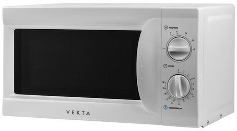 Микроволновая печь VEKTA MS720AHW, объем 20 л, мощность 700 Вт, механическое управление, таймер, белая