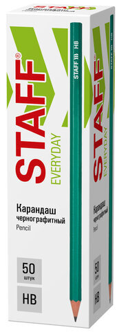 Карандаш чернографитный STAFF "EVERYDAY" BLP-GRN, 1 шт., НВ, пластиковый, корпус зеленый, 181938