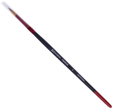 Кисть синтетика, круглая №3, BRAUBERG PREMIUM, 201002