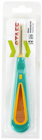 Шило с крючком, общая длина 140 мм, d=2 мм, прорезиненная ручка, STAFF, 238115