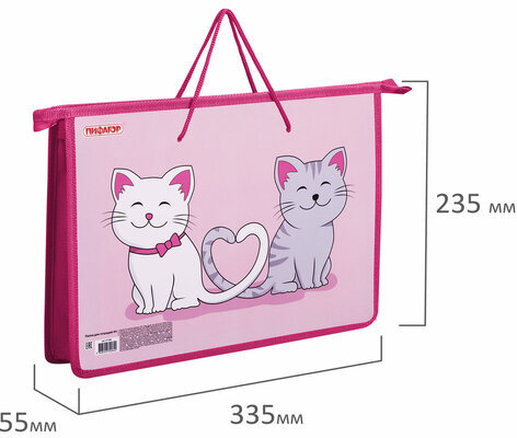 Папка на молнии с ручками ПИФАГОР А4, 1 отделение, пластик, ручки-шнурок, "Best Buds", 271469