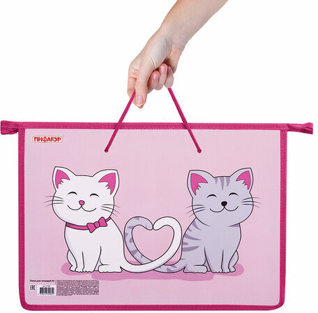 Папка на молнии с ручками ПИФАГОР А4, 1 отделение, пластик, ручки-шнурок, "Best Buds", 271469