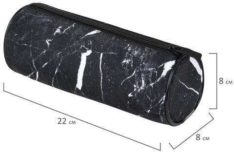 Пенал-тубус BRAUBERG, с эффектом Soft Touch, мягкий, "Black marble", 22х8 см, 271569
