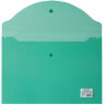 Папка-конверт с кнопкой BRAUBERG, А4, до 100 листов, прозрачная, зеленая, 0,15 мм, 221635