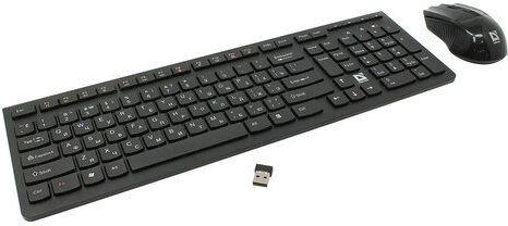 Набор беспроводной DEFENDER Columbia C-775RU, USB, клавиатура, мышь 2 кнопки + 1 колесо-кнопка, черный, 45775