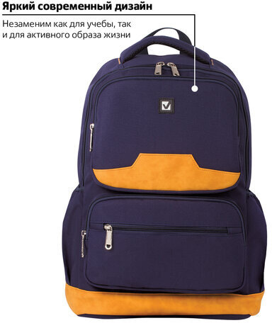 Рюкзак BRAUBERG для старшеклассников/студентов/молодежи, "Бронкс", 27 литров, 46х31х14 см, 226349