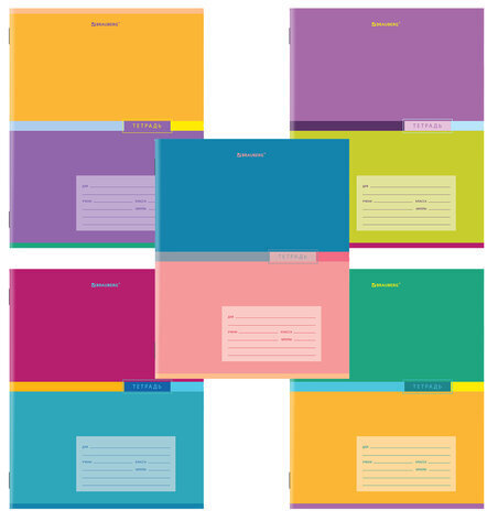 Тетрадь 24 л. BRAUBERG линия, обложка картон, "COLOR", 106487