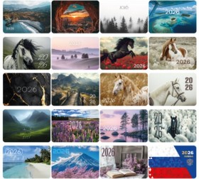 Календарь карманный на 2026 г, BRAUBERG, 64х93 мм, АССОРТИ №1, 20 видов, 117303