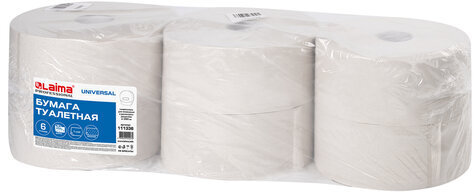 Бумага туалетная БОЛЬШОЙ РУЛОН, 450 м, LAIMA (Т1), UNIVERSAL, 1-слойная, КОМПЛЕКТ 6 рулонов, 111336