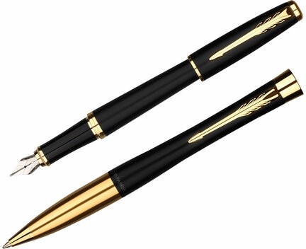 Набор PARKER "Urban Black GT": шариковая ручка синяя и перьевая ручка синяя, 2093381