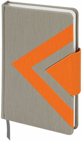 Ежедневник недатированный А5 138x213 мм BRAUBERG "Waves" под кожу, застежка 160 л., серый/оранжевый, 111877