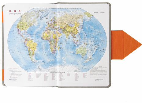 Ежедневник недатированный А5 138x213 мм BRAUBERG "Waves" под кожу, застежка 160 л., серый/оранжевый, 111877