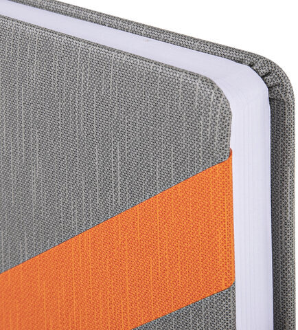 Ежедневник недатированный А5 138x213 мм BRAUBERG "Waves" под кожу, застежка 160 л., серый/оранжевый, 111877