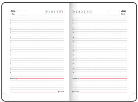 Ежедневник недатированный А5 138x213 мм BRAUBERG "Waves" под кожу, застежка 160 л., серый/оранжевый, 111877