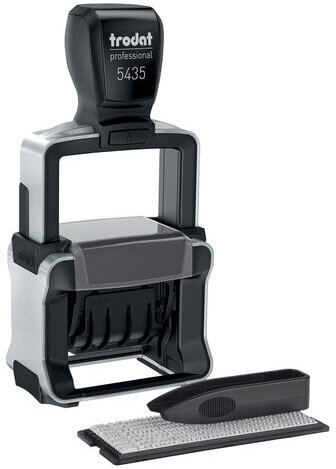 Датер самонаборный металлический, 2 строки+дата, оттиск 41х24 мм, сине-красный, TRODAT 5435, касса в комплекте, 53460