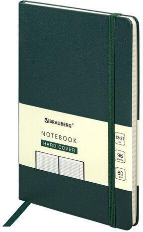 Блокнот А5 (130х210 мм), BRAUBERG ULTRA, балакрон, 80 г/м2, 96 л., клетка, темно-зеленый, 113035
