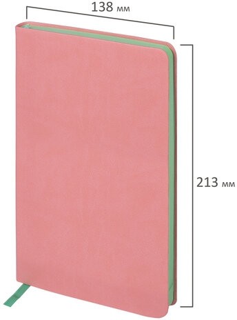 Ежедневник недатированный А5 138х213 мм BRAUBERG "Metropolis Mix", под кожу, 136 л., розовый, 113295