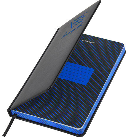 Ежедневник датированный 2023 А5 138x213 мм BRAUBERG "Chameleon", под кожу, черный/синий, 114109