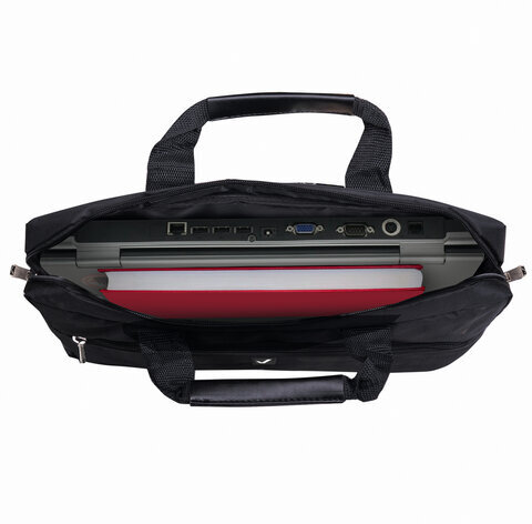 Сумка-портфель BRAUBERG с отделением для ноутбука 15,6", "Tempo", карман, черная, 40х30х4 см, 240453