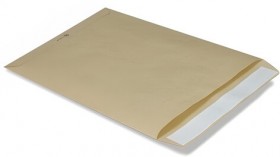 Конверт-пакет В4 плоский (250х353 мм) до 140 листов, крафт-бумага, отрывная полоса, 380090