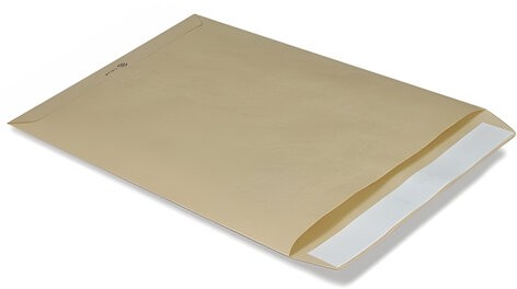 Конверт-пакет В4 плоский (250х353 мм) до 140 листов, крафт-бумага, отрывная полоса, 380090