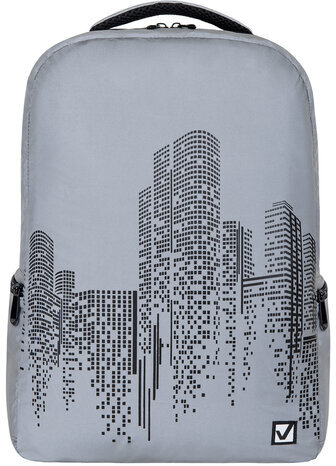 Рюкзак BRAUBERG REFLECTIVE универсальный, светоотражающий, "City", серый, 42х30х13 см, 270757