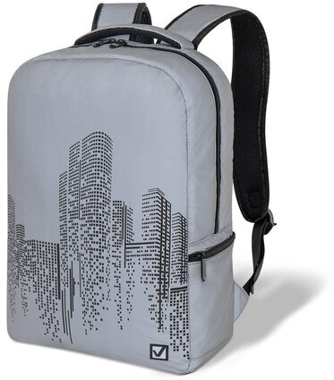 Рюкзак BRAUBERG REFLECTIVE универсальный, светоотражающий, "City", серый, 42х30х13 см, 270757