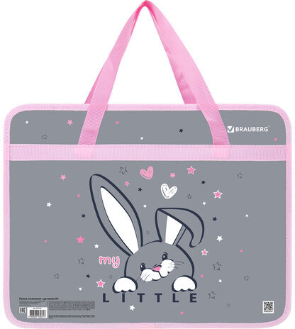 Папка на молнии с ручками BRAUBERG А4, 1 отделение, пластик, 80 мм, "Curious bunny", 272164