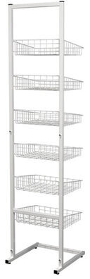 Стеллаж для выкладки товара напольный (1890х450х440 мм), 6 лотков, сетчатый, белый, 131