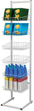Стеллаж для выкладки товара напольный (1890х450х440 мм), 6 лотков, сетчатый, белый, 131