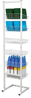 Стеллаж для выкладки товара напольный (1890х450х440 мм), 6 лотков, сетчатый, белый, 131