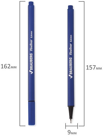 Ручка капиллярная (линер) BRAUBERG "Aero", СИНЯЯ, трехгранная, металлический наконечник, линия письма 0,4 мм, 142253