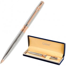 Ручка подарочная шариковая GALANT "NUANCE SILVER", корпус серебристый, детали розовое золото, узел 0,7 мм, синяя, 143520